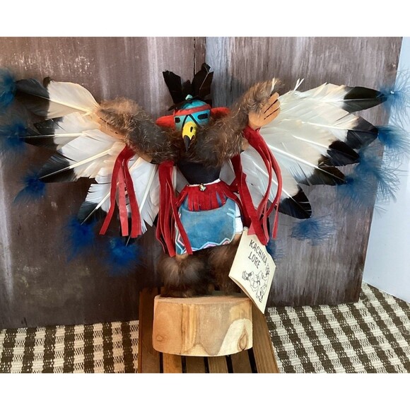 Kachina Doll EAGLE DANCER Signed /Number Fyazzie Eagle 11" T x 14"W Rain Weather - Picture 11 of 16